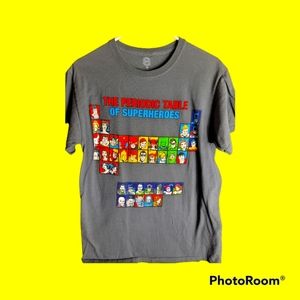 DC Comics Periodic Table Gray Men's Medium T-Shirt